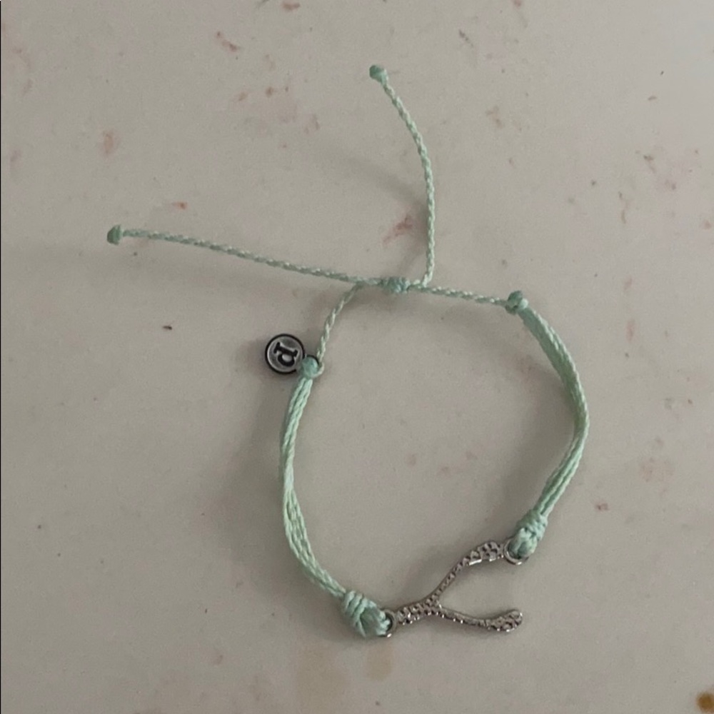 Puravida mint green adjustable wishbone bracelet